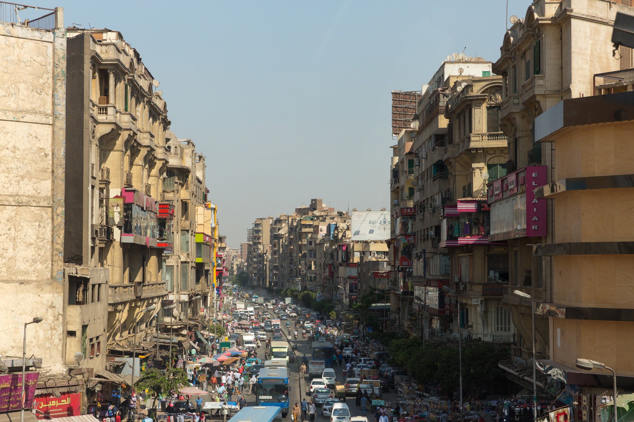 A busy street in downtown Cairo