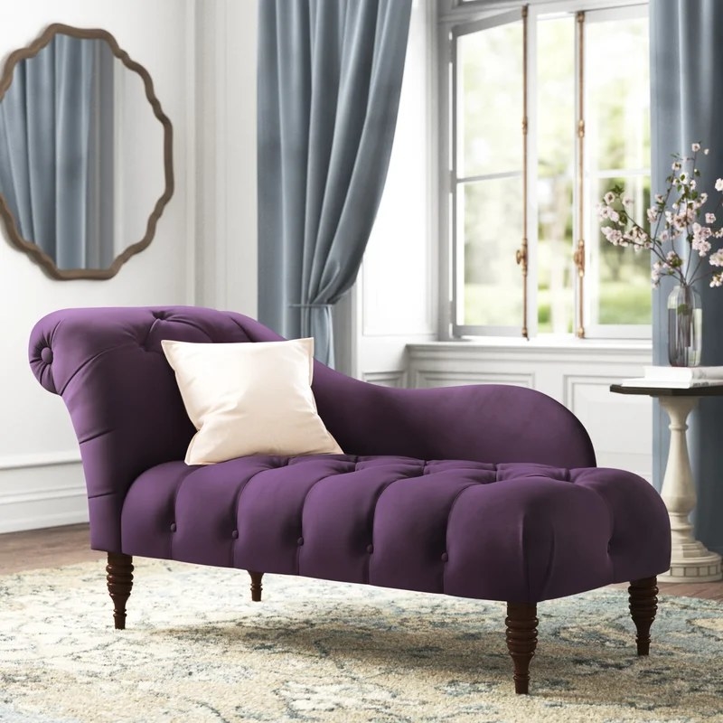 The chaise in the color Velvet Aubergine