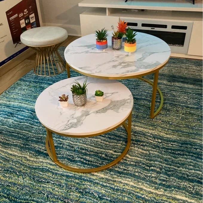 Reviewer's photo of the nesting coffee tables