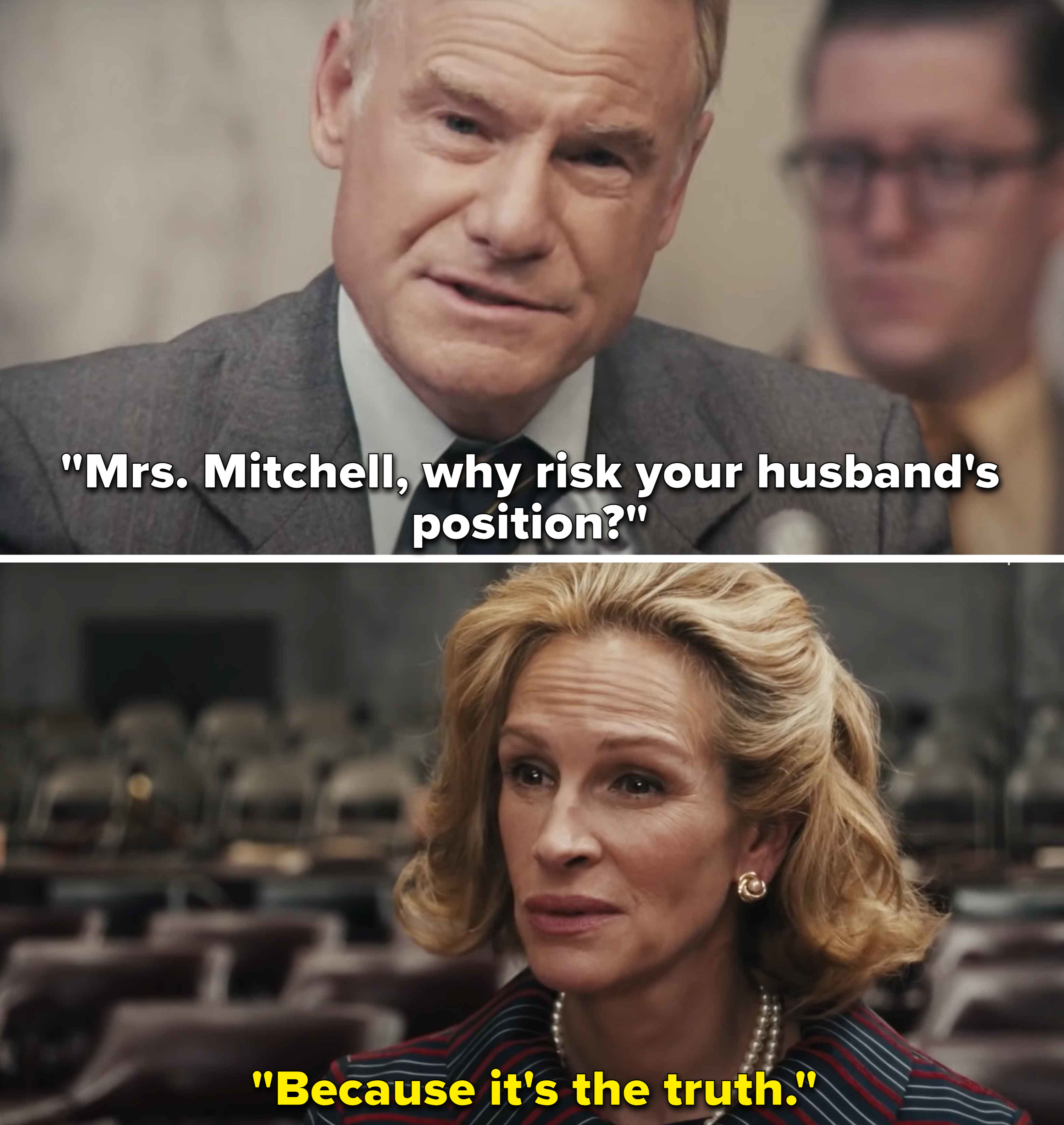 Martha saying she&#x27;s risking her husband&#x27;s position &quot;because it&#x27;s the truth&quot;