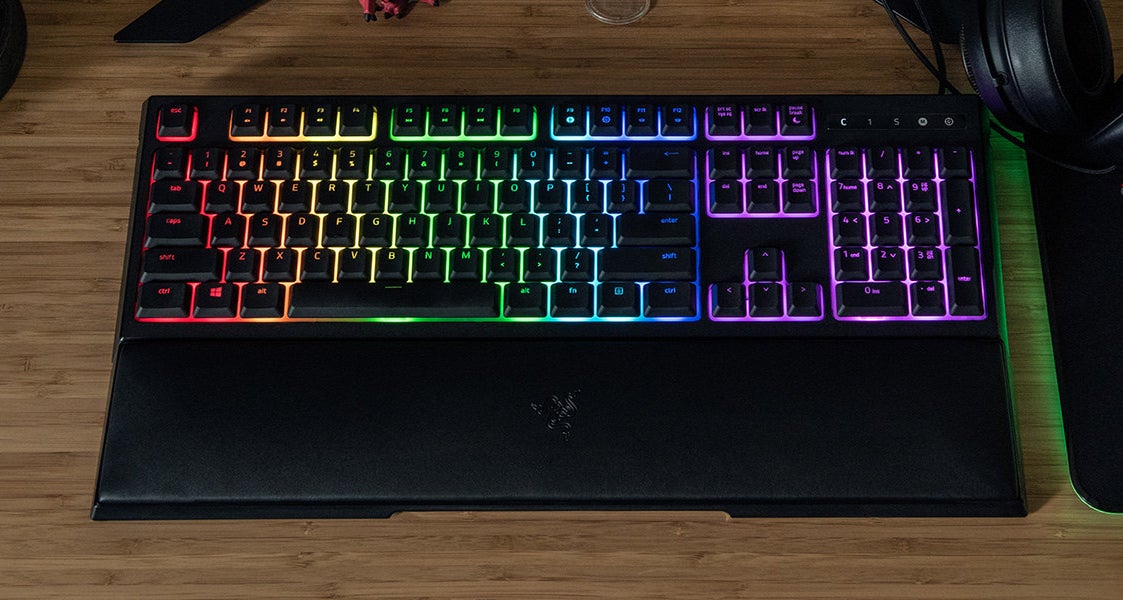 The keyboard on a desk