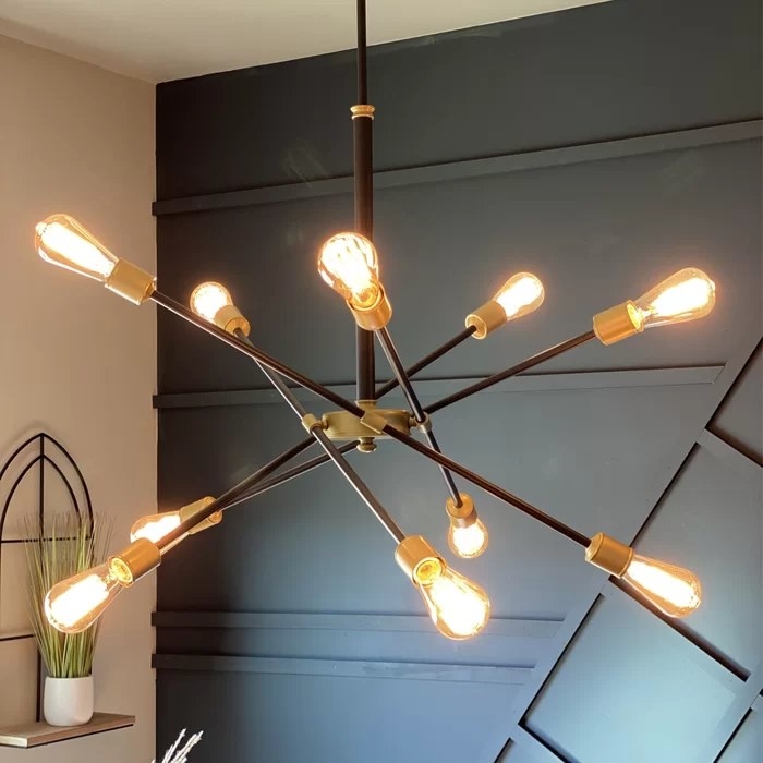 Reviewer&#x27;s photo of the chandelier in the color Black/Brass