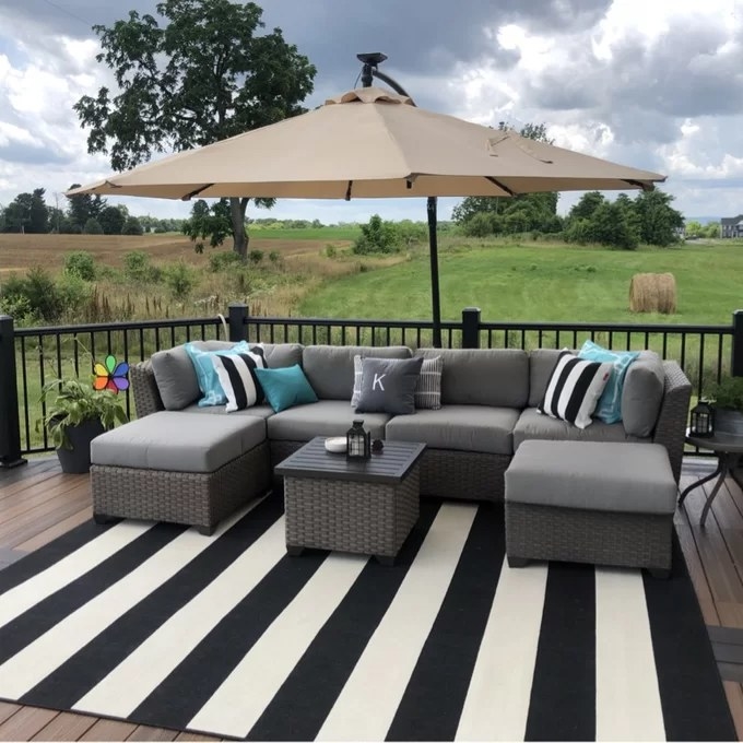 The outdoor sectional in the color Polyester Ash