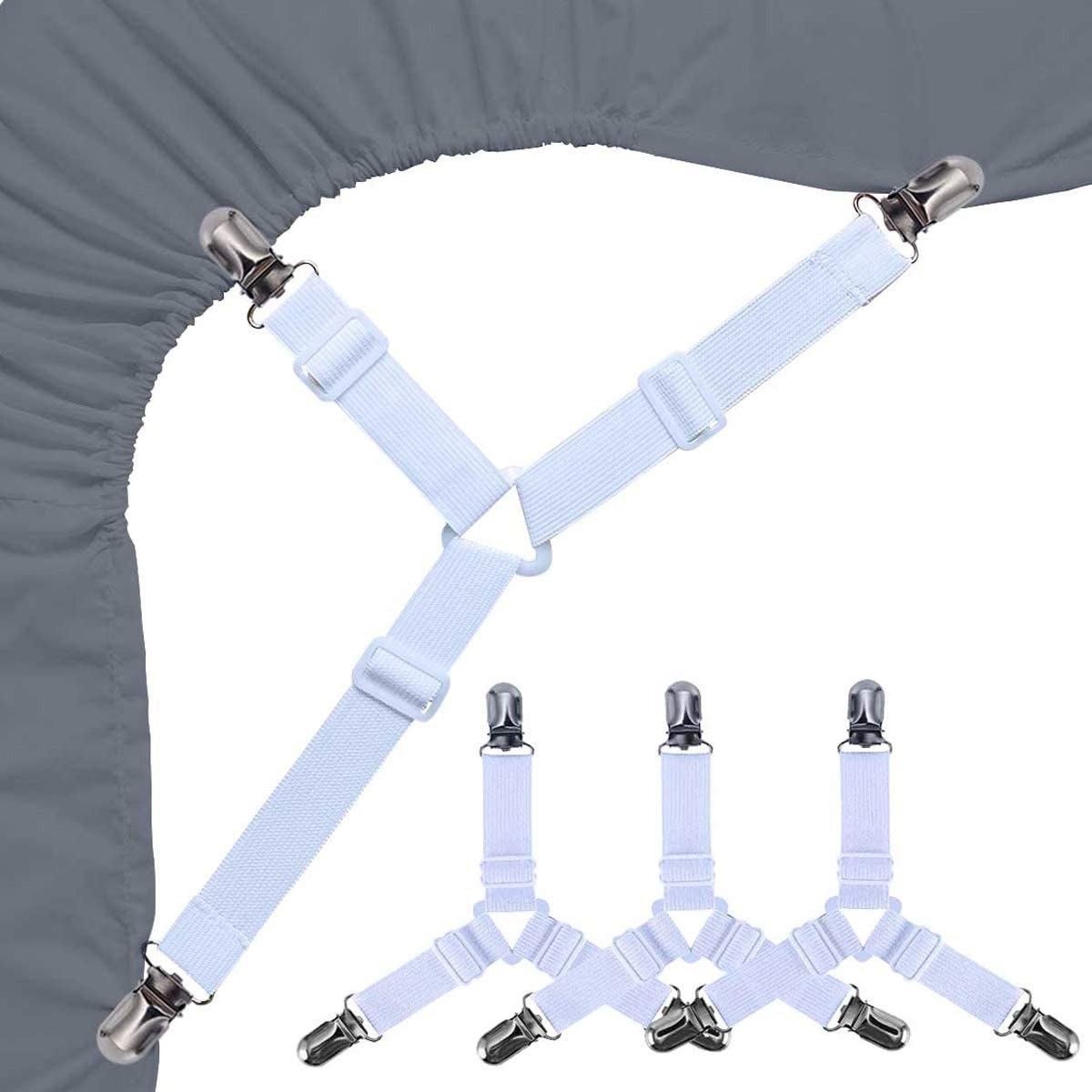 4pcs Bed Suspender Straps Mattress Fastener Holder Triangle Grippers Sheet Clips 