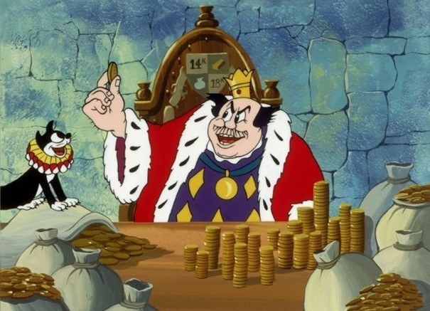 King Midas looking at his gold in the Disney movie &#x27;The Golden Touch (1935)&#x27;