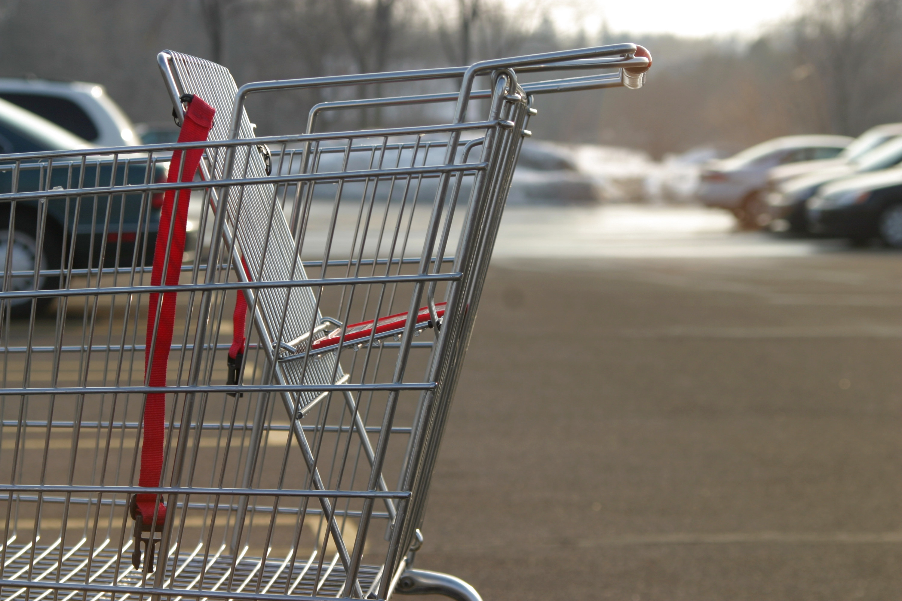 Shopping cart in a parking lot