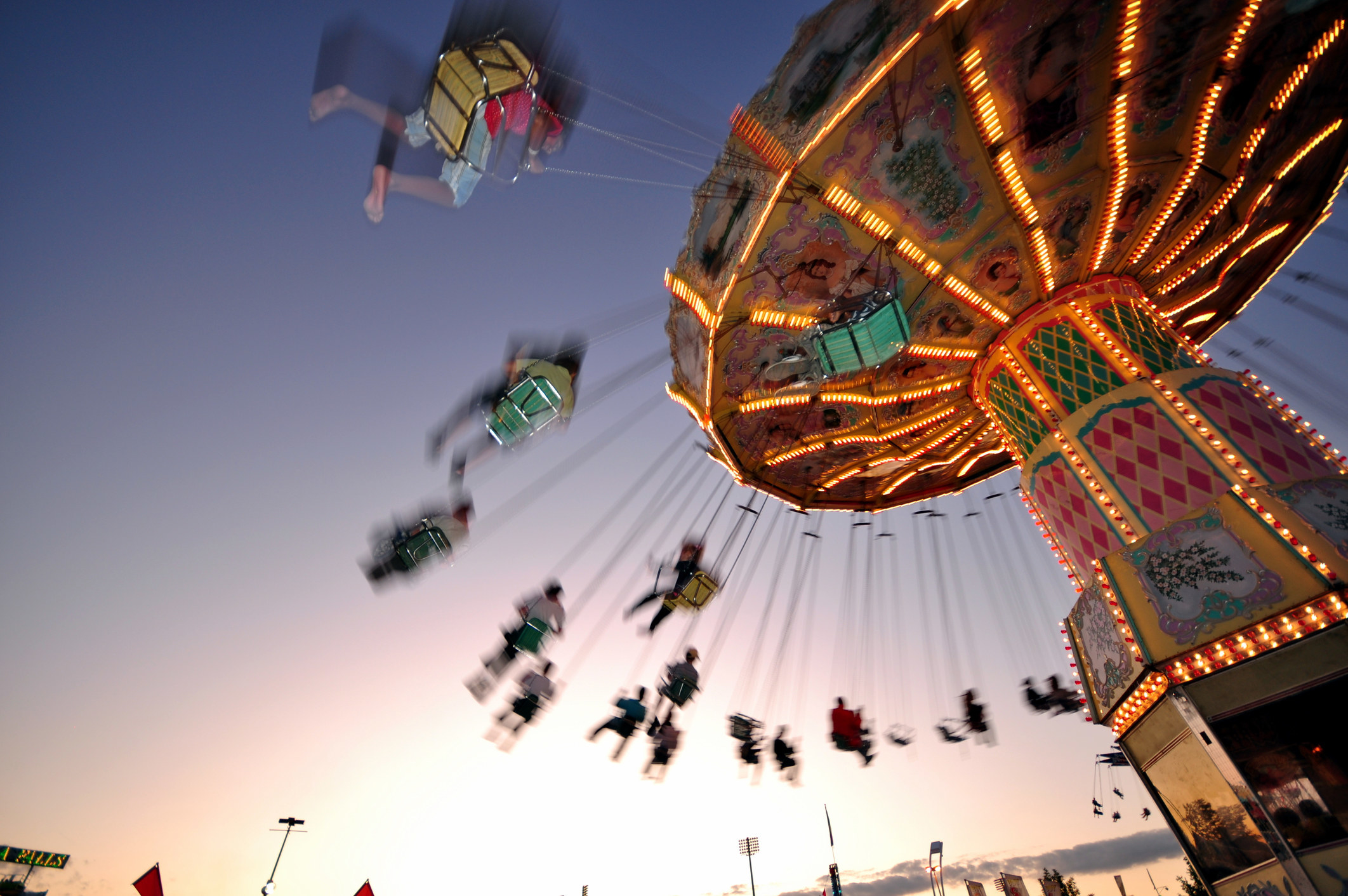 an amusement park swing ride