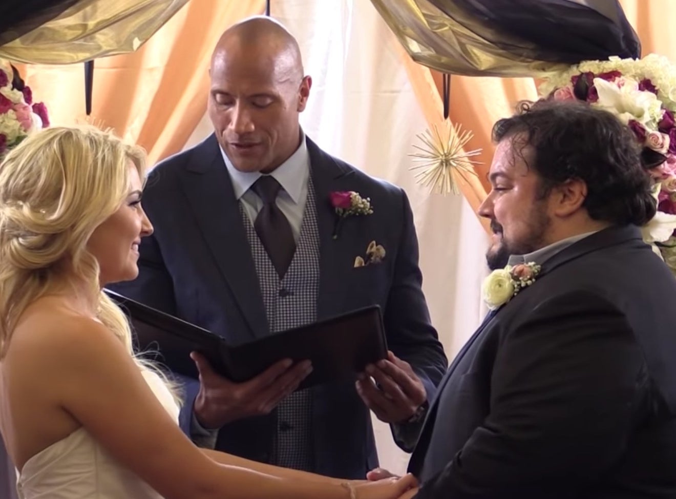 The Rock officiates the wedding of Dilara and Nick