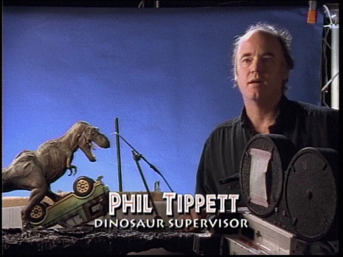 Phil Tippett, &quot;dinosaur supervisor,&quot; with a model