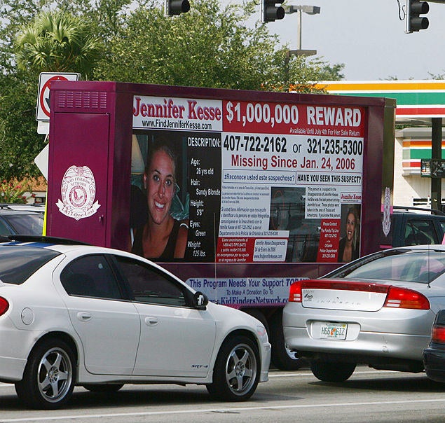 Image of a missing person billboard of Jennifer Kesse