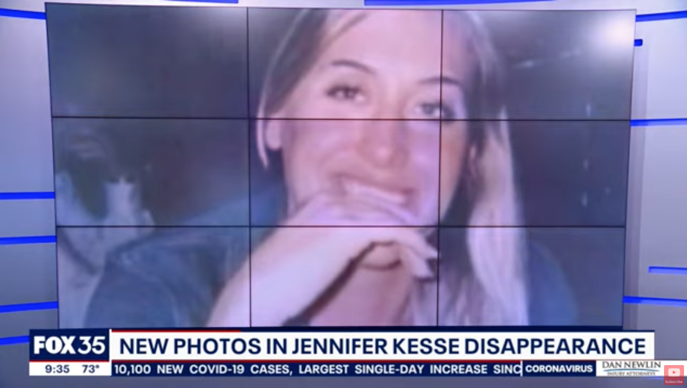 News report with photo of Jennifer with long blonde hair