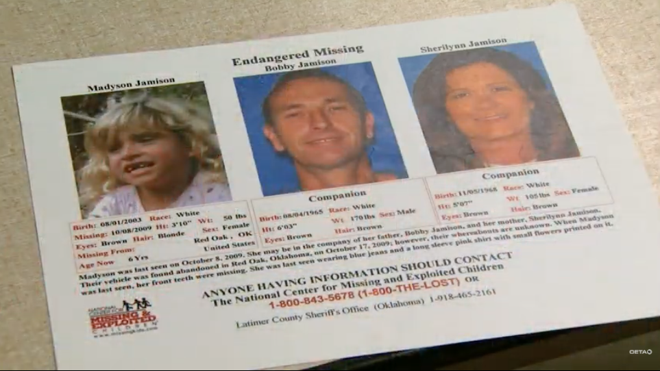 A missing persons flyer with the family&#x27;s photos