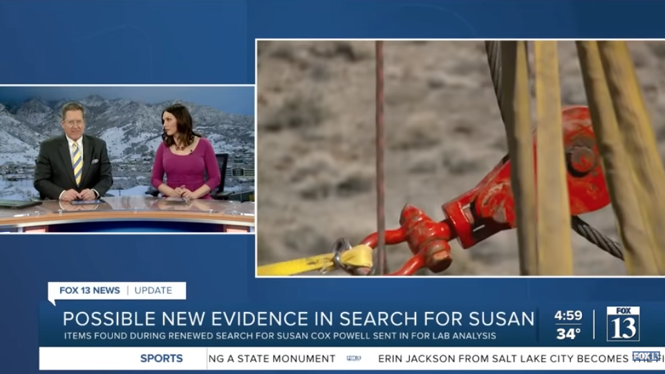 News report showing evidence being dug up