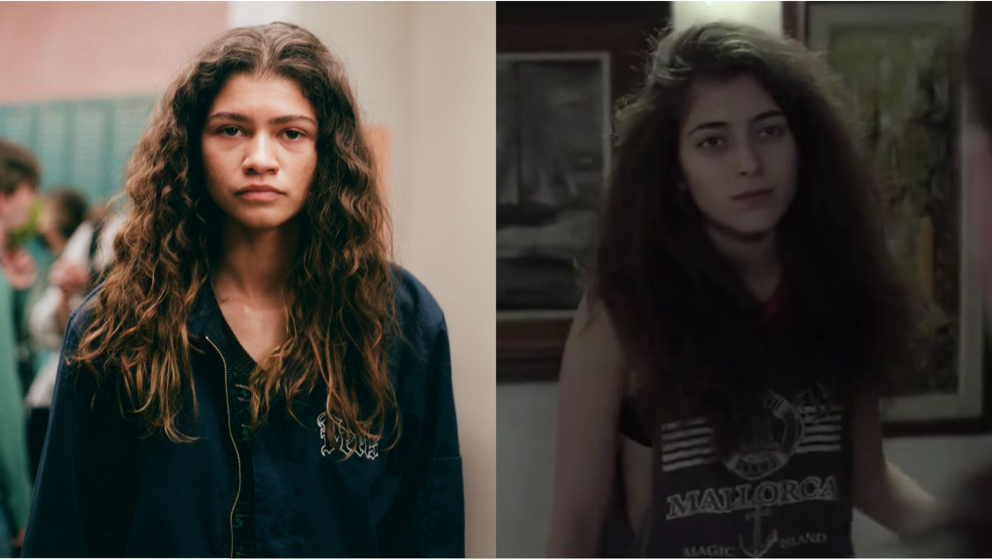Zendaya as Rue from Euphoria (U.S) on the left and Roni as Hofit in Euphoria (Israel) on the right.