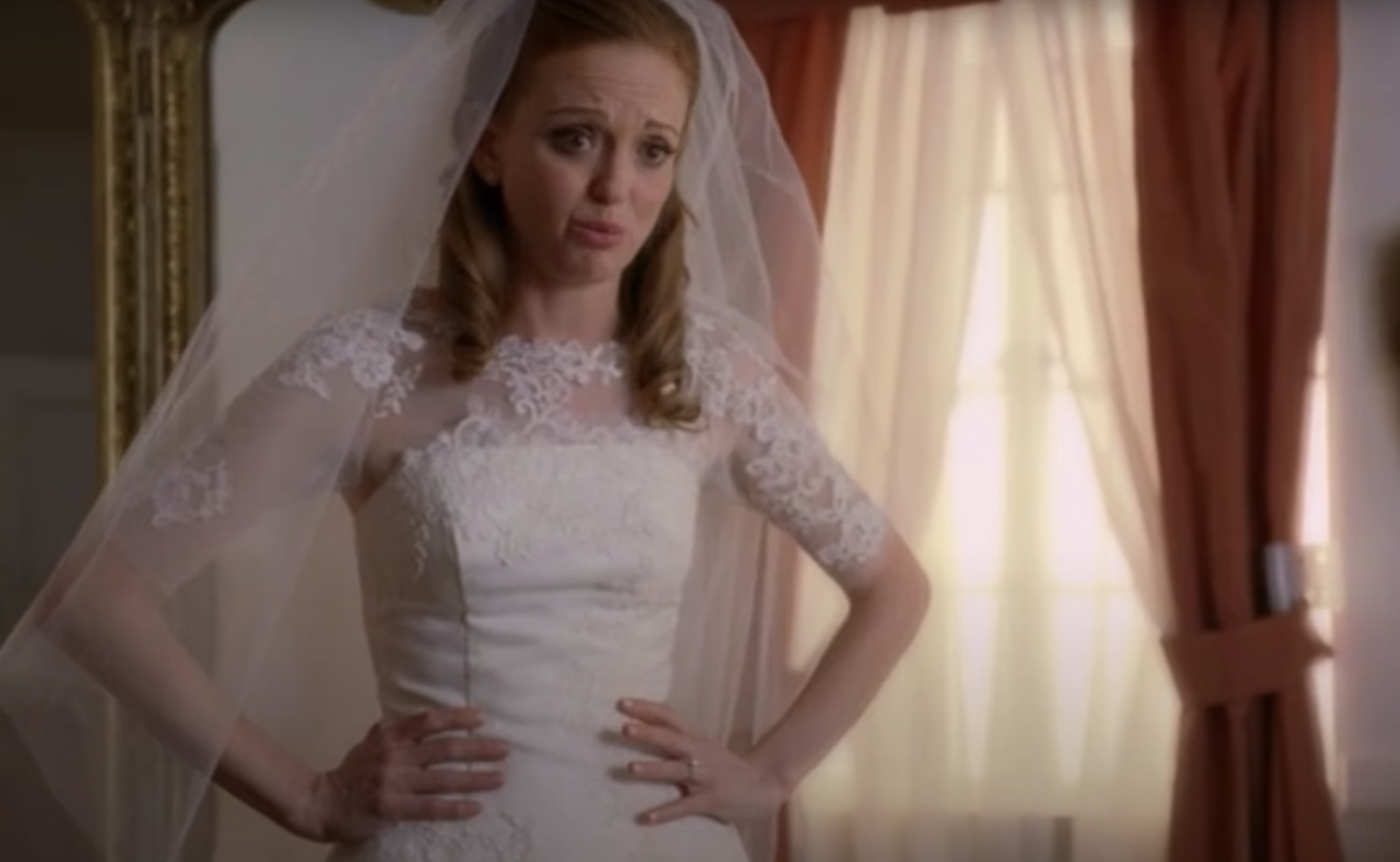 Emma from &quot;Glee&quot; in a wedding dress