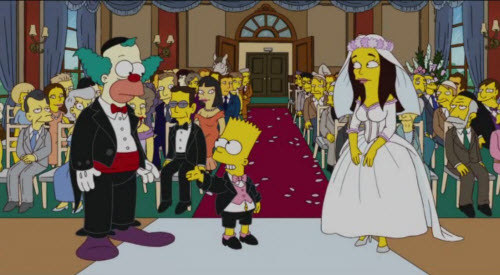Princess Penelope at a wedding with Krusty the Clown