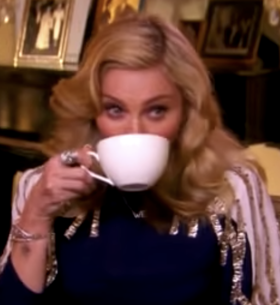 Madonna sipping a cup of coffee/tea on &quot;Nightline&quot;
