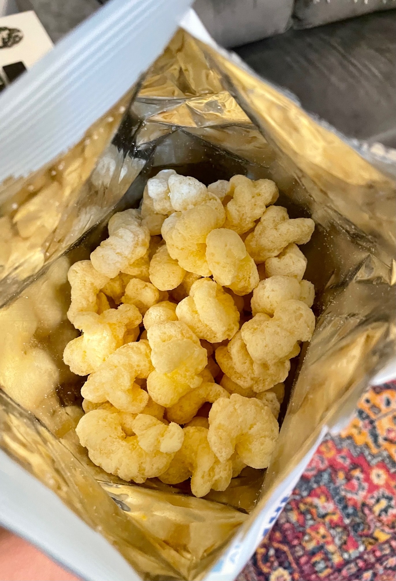 open bag of puff corn