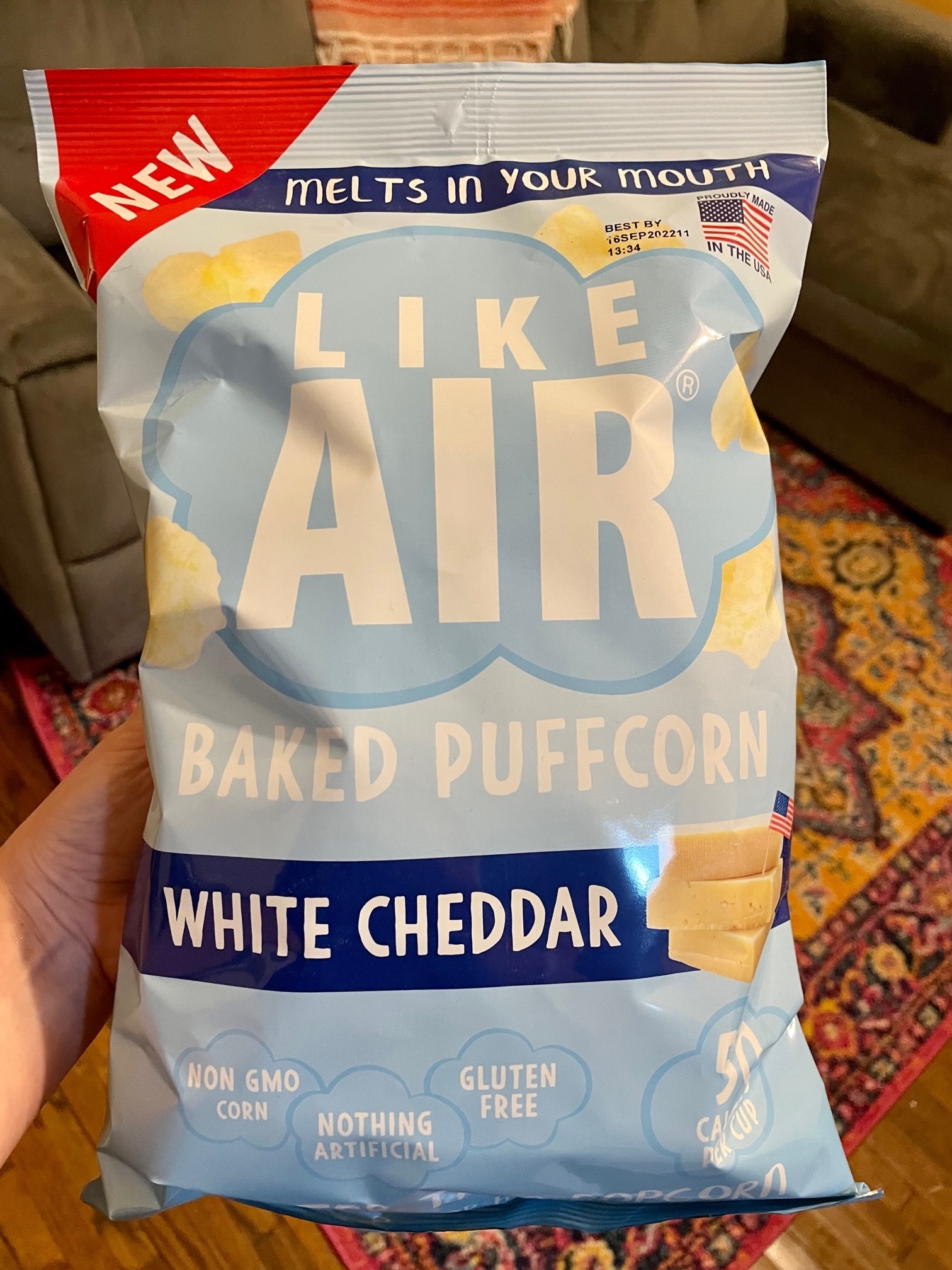 bag of white cheddar puff corn