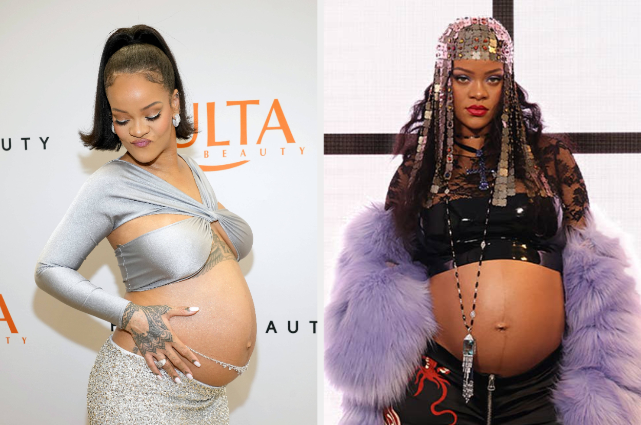 Rihanna Shows Off Baby Bump in Chic Jersey Dress