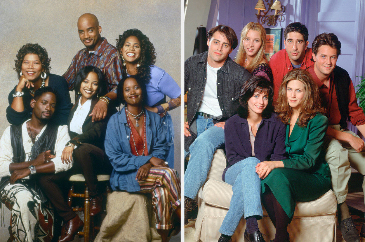 The cast of &quot;Living Single&quot; posing for a portrait; The cast of &quot;Friends&quot; posing for a portrait