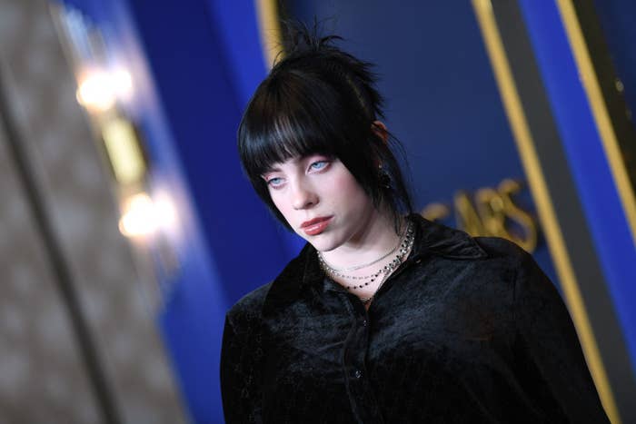 A closeup of Billie on the red carpet