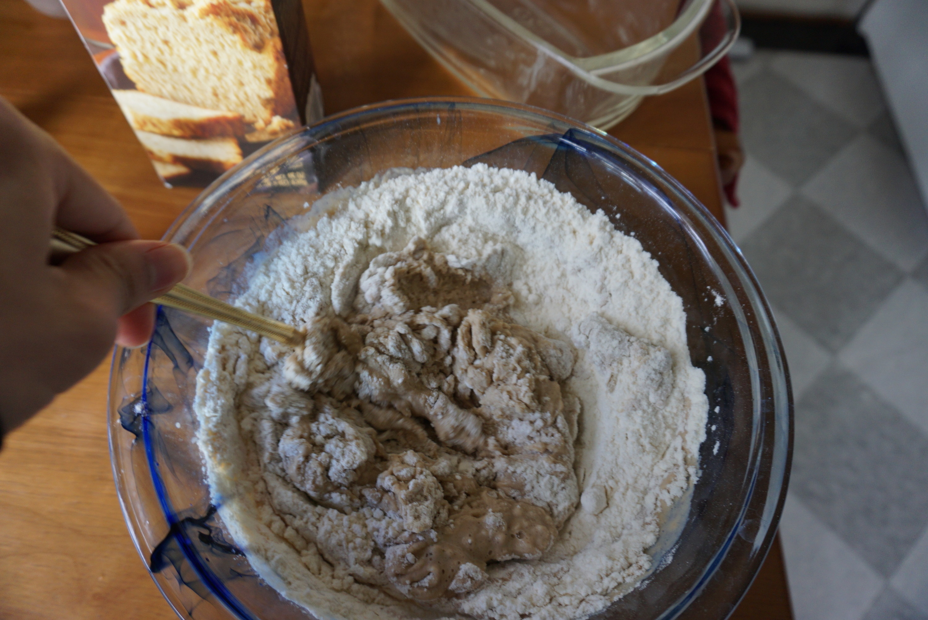 Author mixing the beer bread mix
