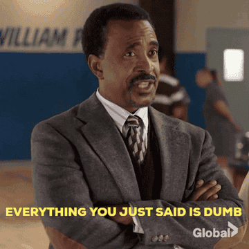 Tim Meadows as Jonathan &quot;Andre&quot; Glascott crosses his arms and says &quot;Everything you just said is dumb&quot; in &quot;The Goldbergs