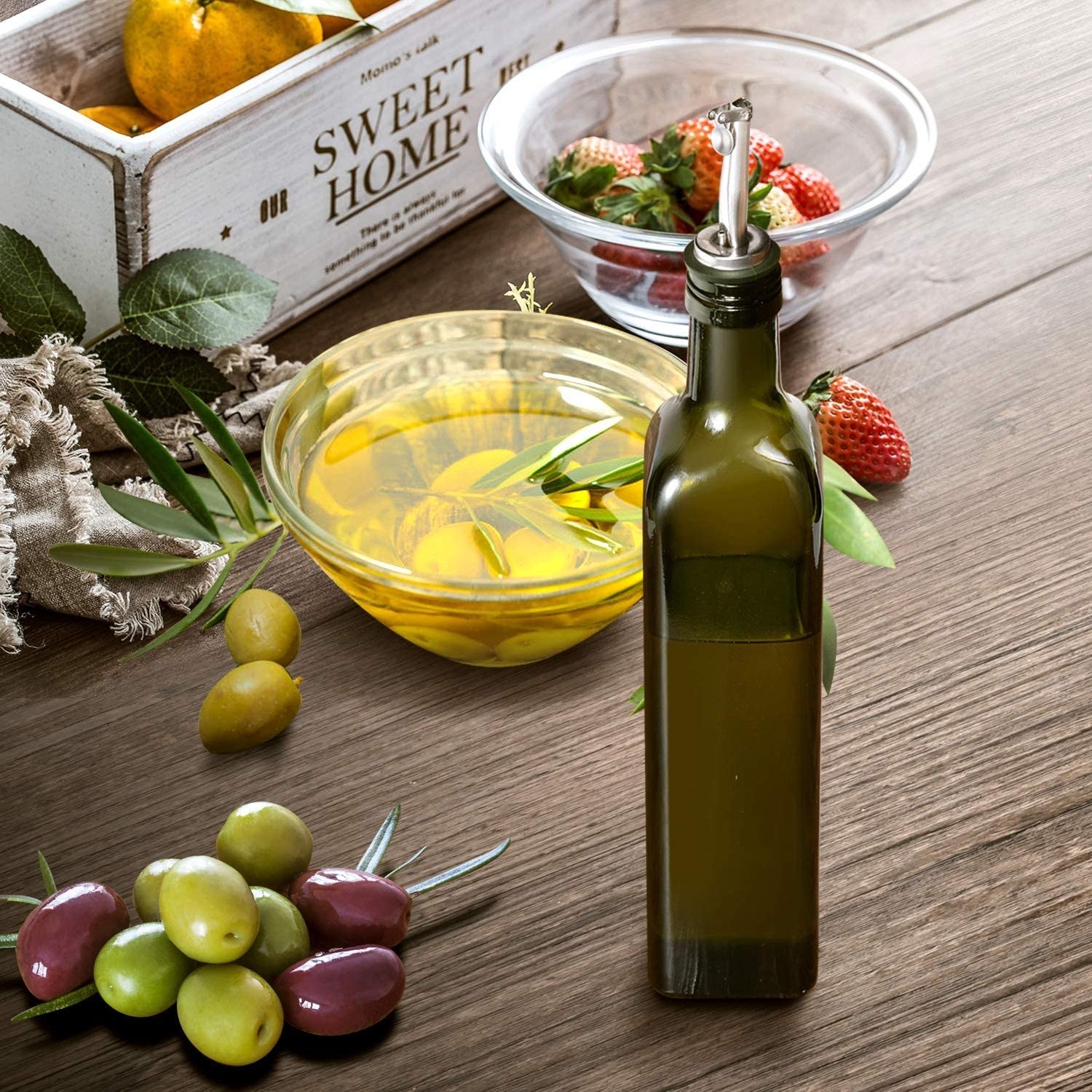 The olive oil bottle