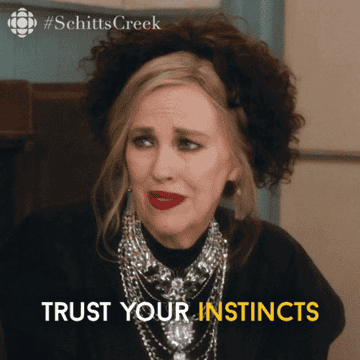 A woman saying, &quot;Trust your instints&quot;