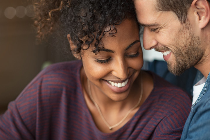 Couple smiling together