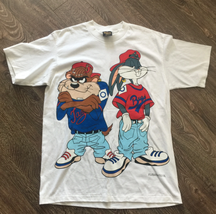 Taz and Bugs dressed like Kris Kross on a T-shirt