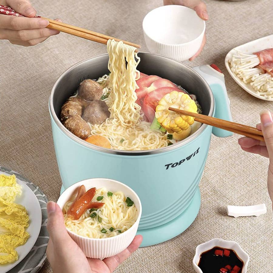 Topwit Electric Hot Pot, Mini Ramen Cooker, 1.6L Noodles Pot,  Multifunctional El