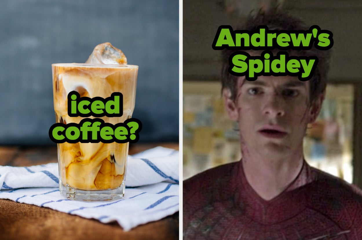 iced coffee and spider man