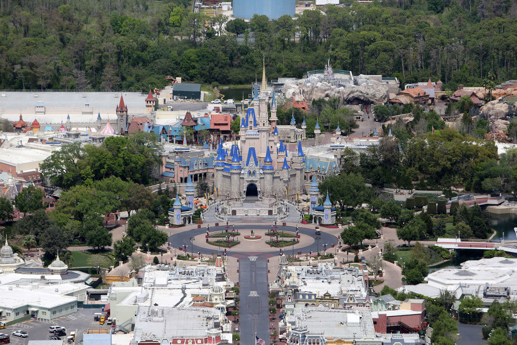 A photo overlooking an empty Disney World Magic Kingdom