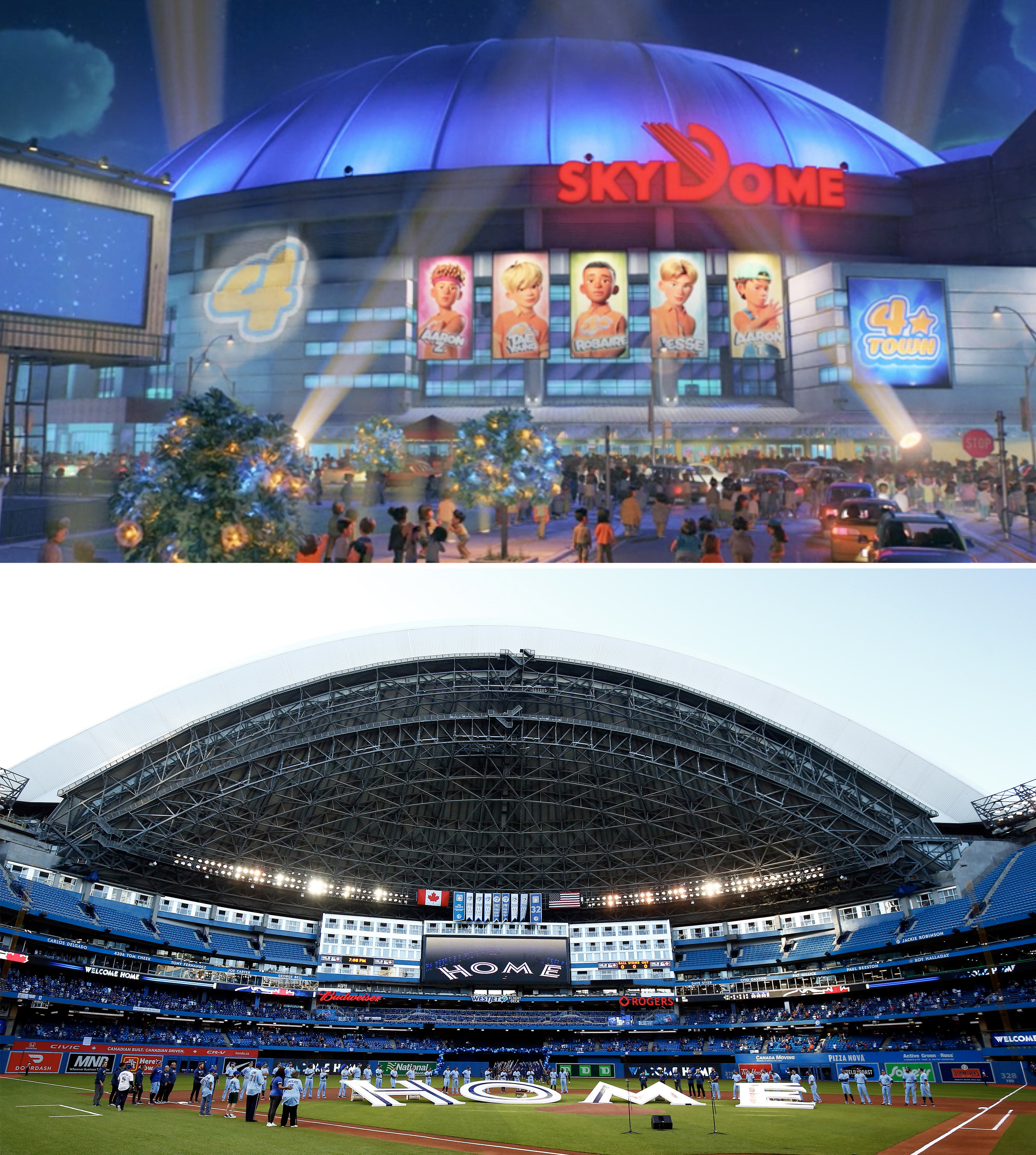The SkyDome in the movie vs real life