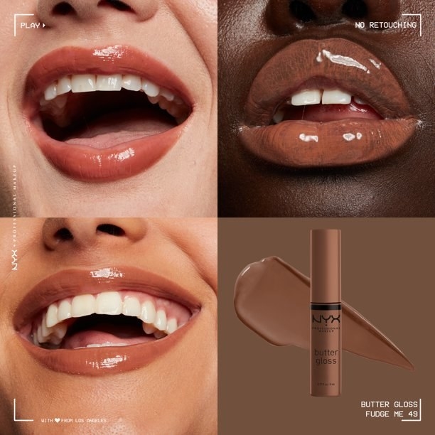 Models with different skin tones modeling lip gloss shade
