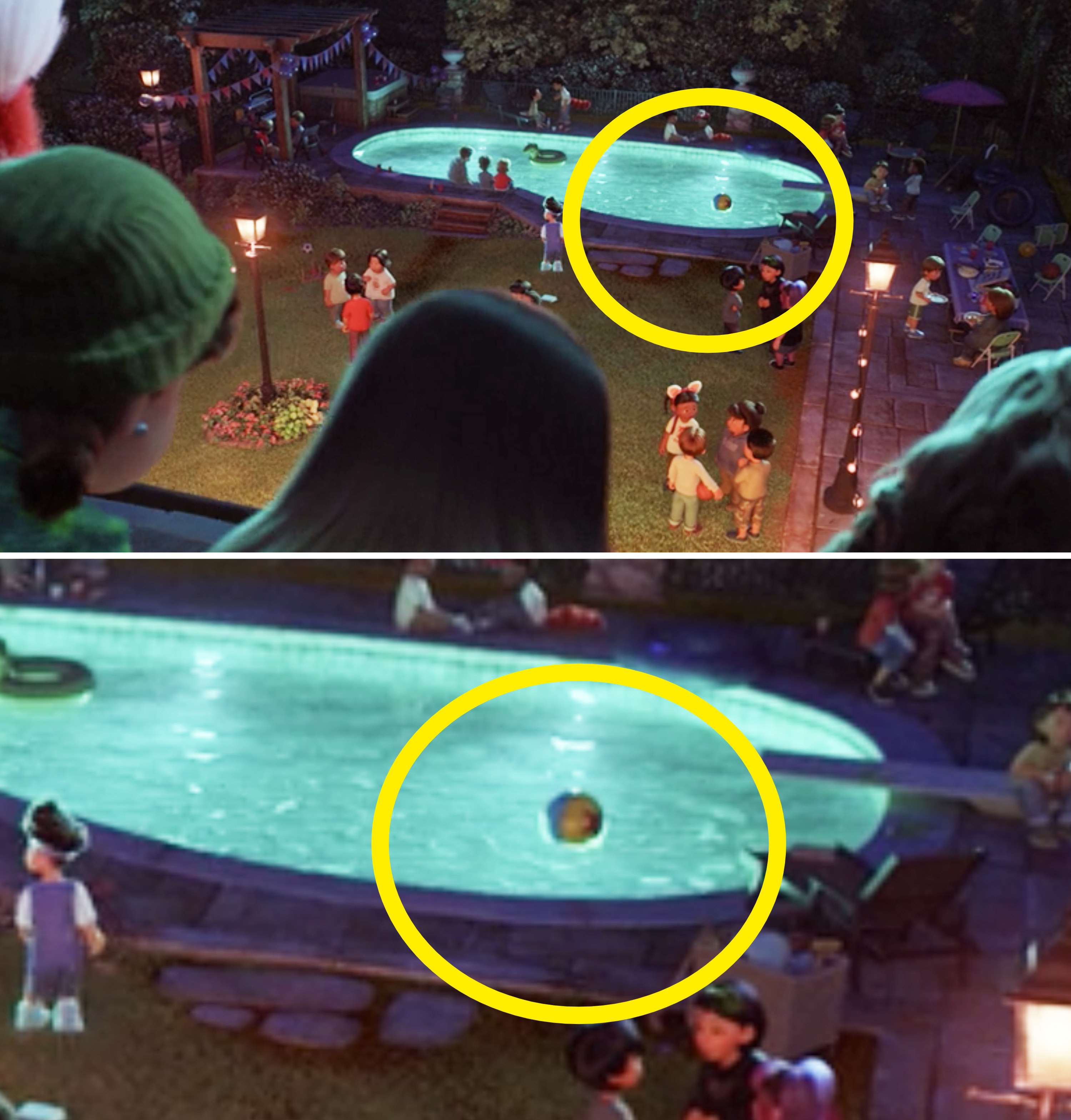 The Luxo ball floating in Tyler&#x27;s pool