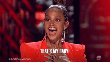 GIF of Alesha Dixon from America&#x27;s Got Talent saying &quot;That&#x27;s My baby!&quot;