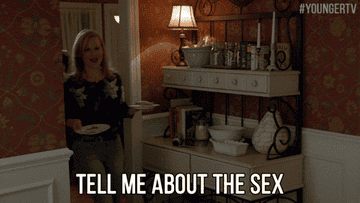 Someone walking into a room saying &quot;tell me about sex&quot; on &quot;younger&quot;