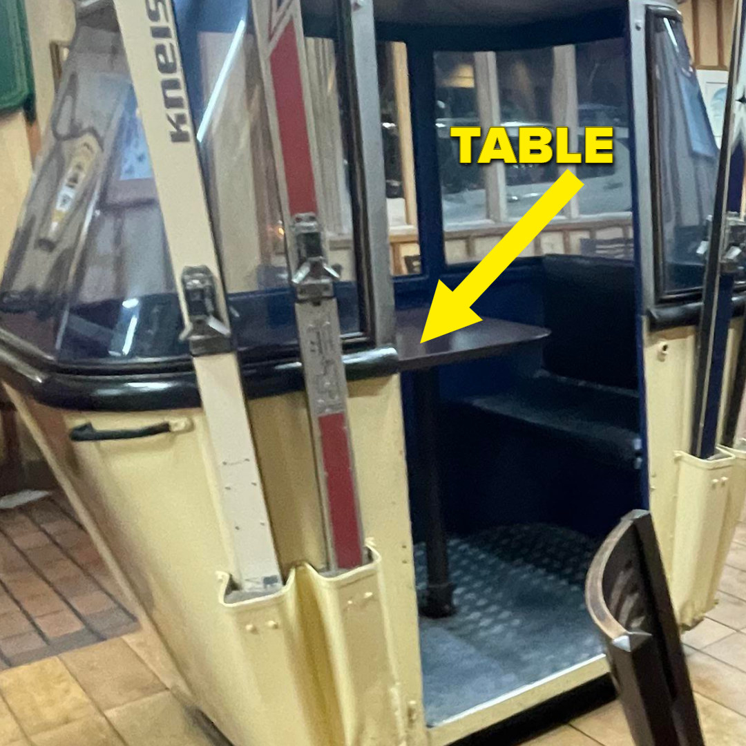 A table inside the gondola