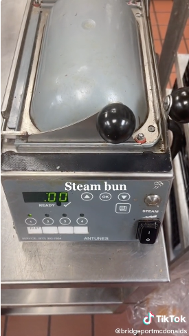 A close-up of the bun steamer