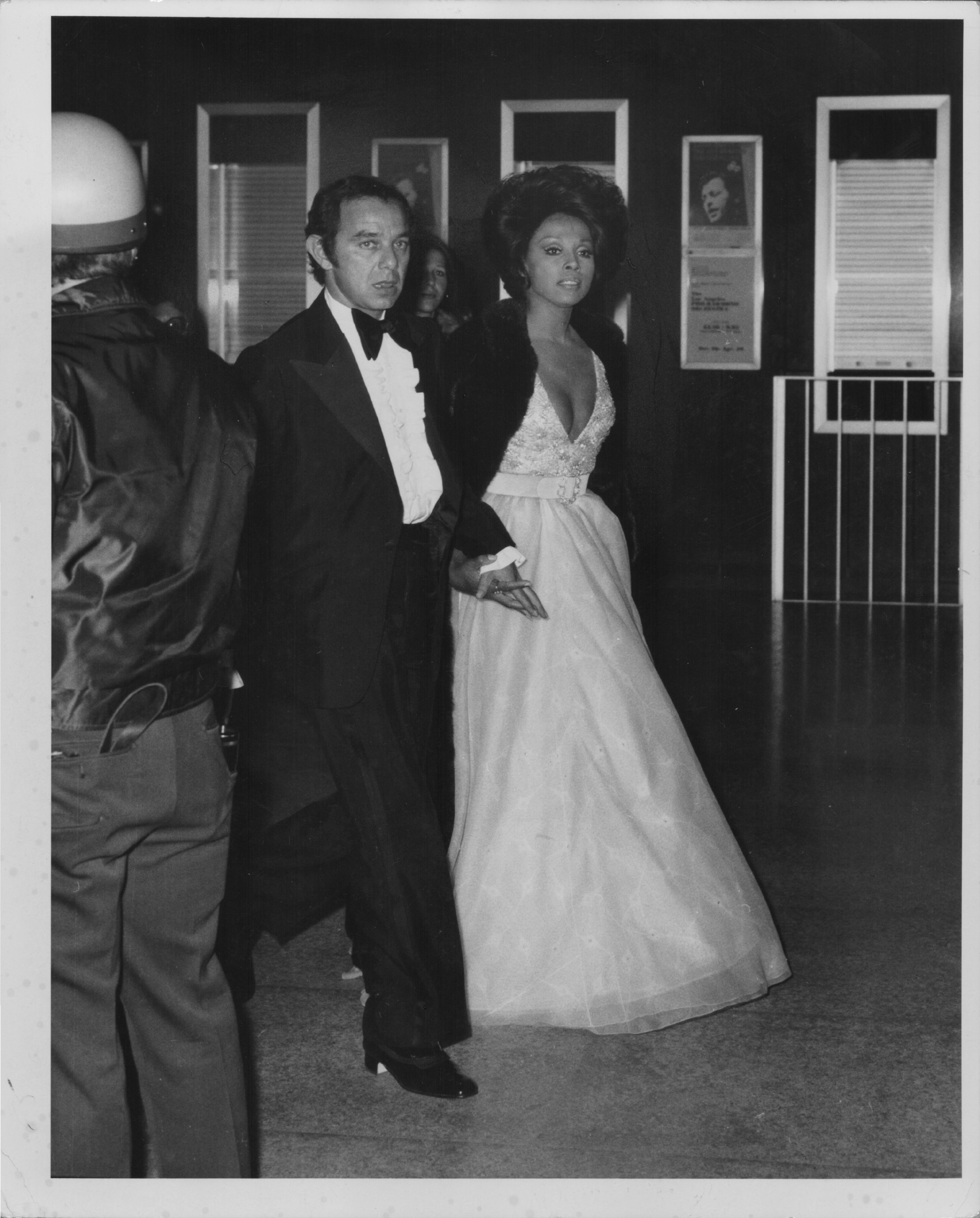 Diahann Carroll and her husband Frederick Glusman arriving at Academy Awards in 1973