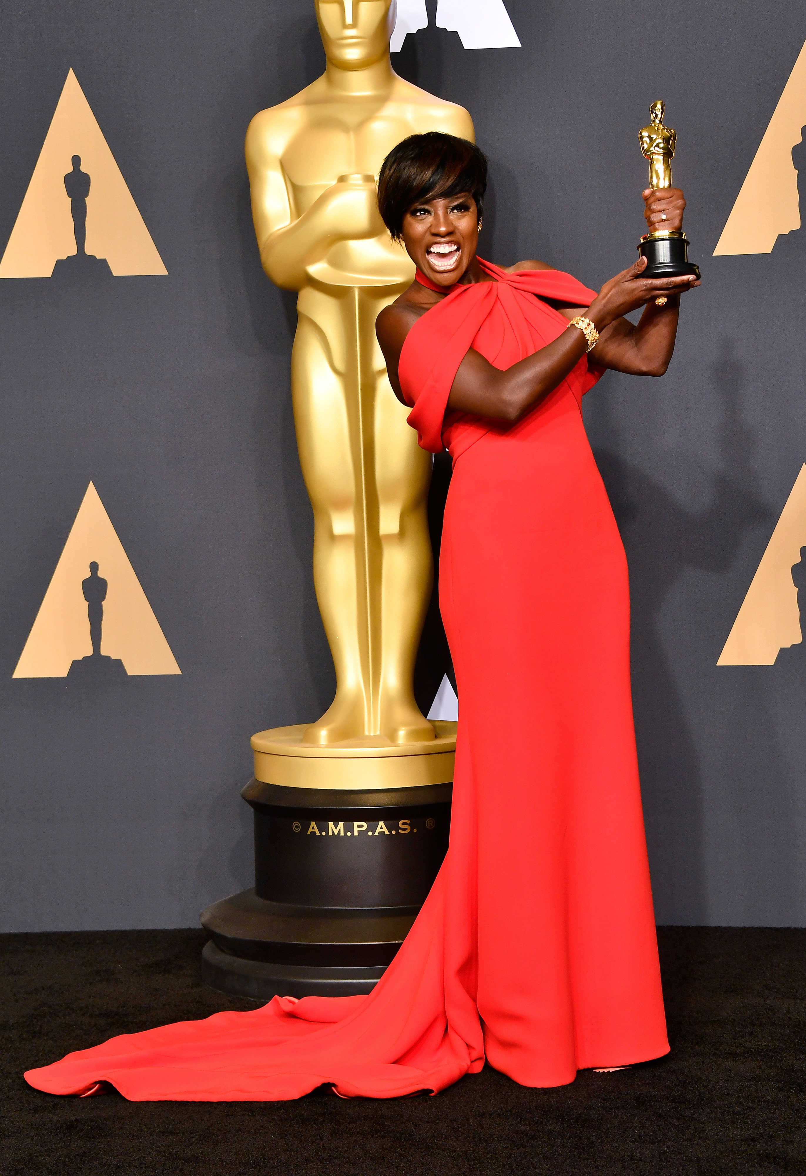Actor Viola Davis, winner of the Best Supporting Actress award for 'Fences' poses in the press room during the 89th Annual Academy Awards