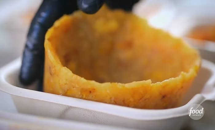 A picture of Mofongo cup before the protein is put in