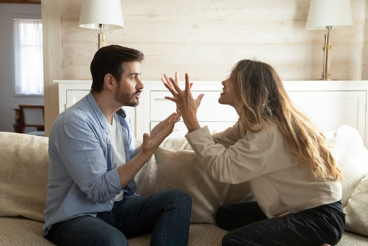 Couple arguing at home