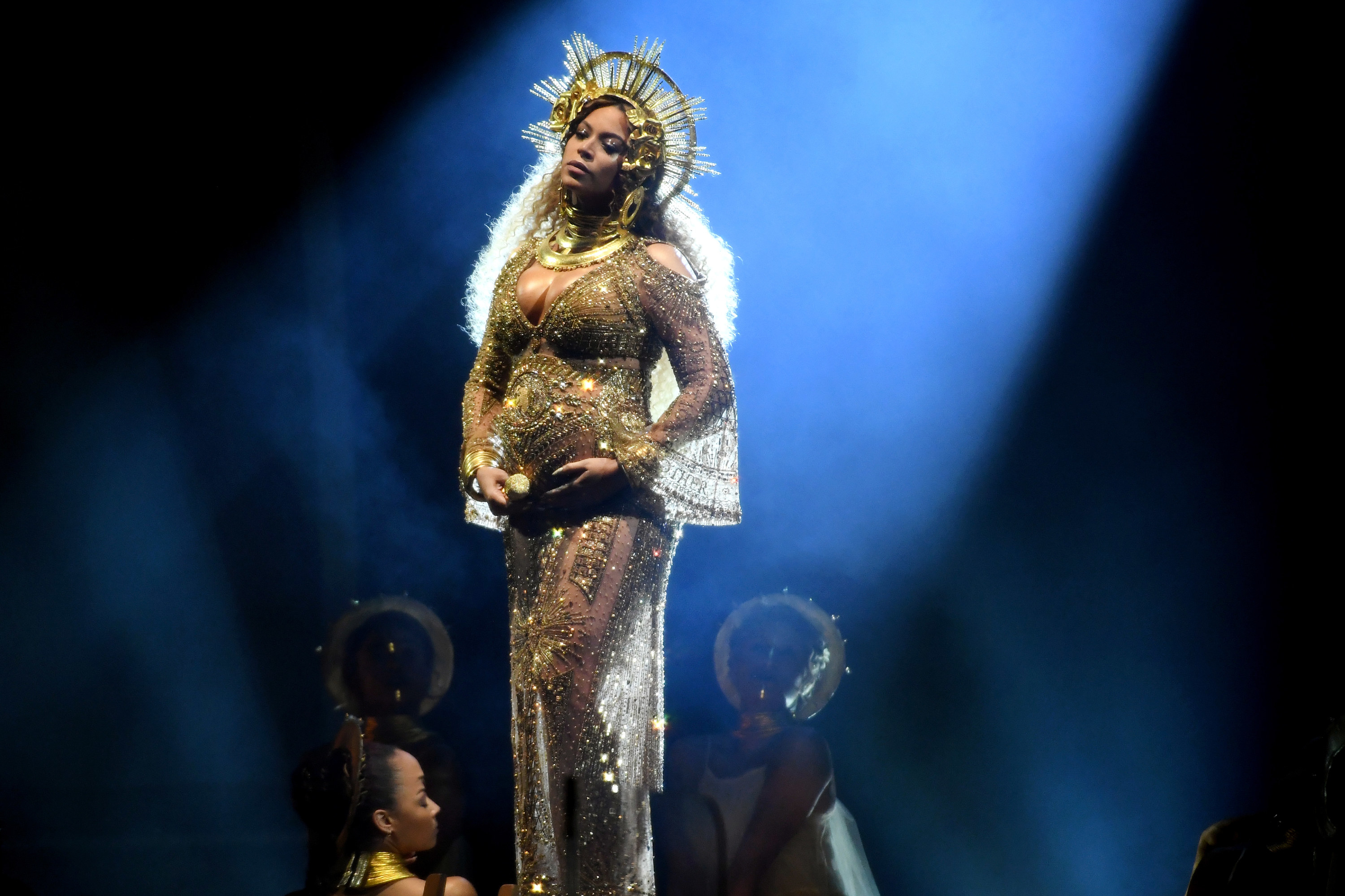 Recording artist Beyonce performs onstage during The 59th GRAMMY Awards at STAPLES Center on February 12, 2017