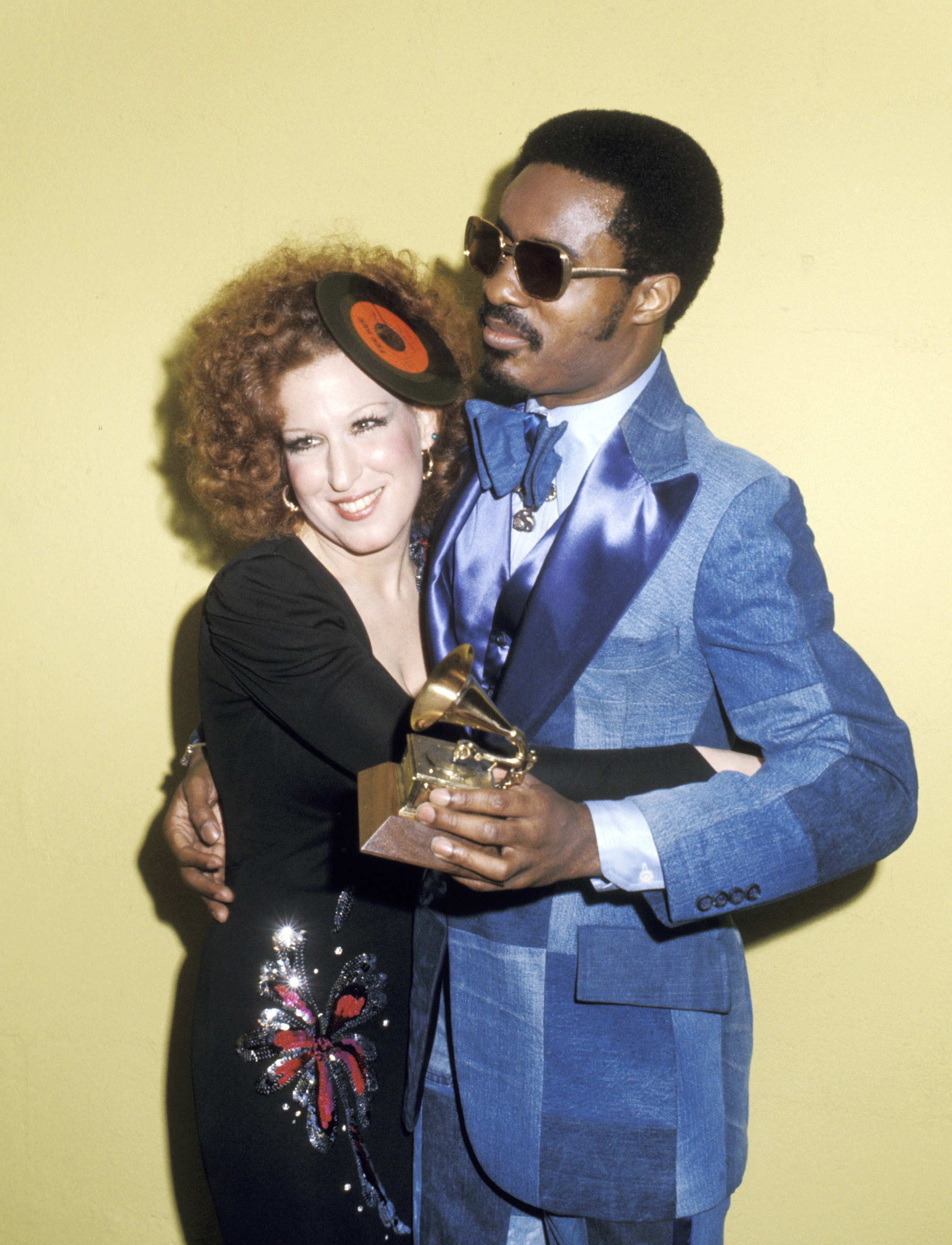 Bette Midler and Stevie Wonder at the Grammys 1975