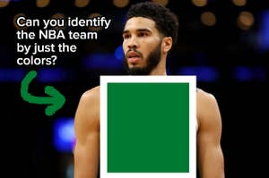 Jayson Tatum with his jersey color blocked