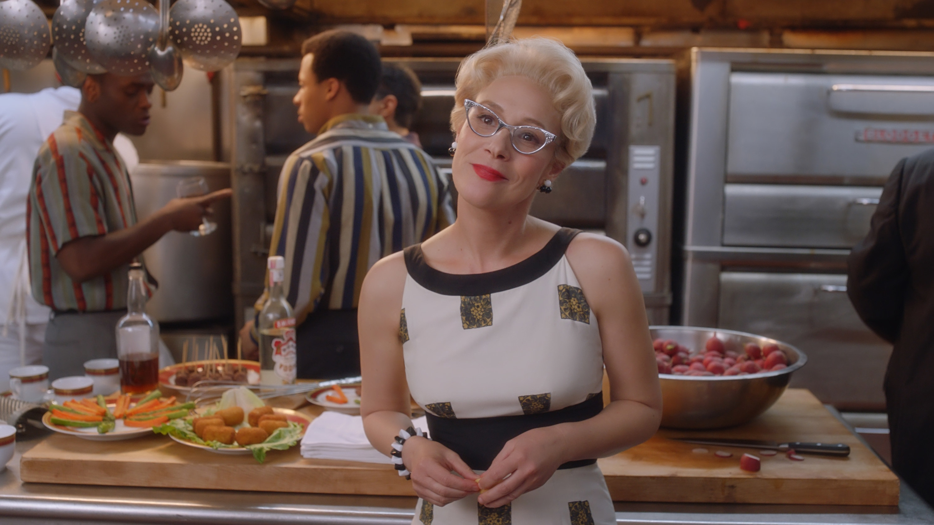 Carol in the hotel kitchen in Mrs. Maisel